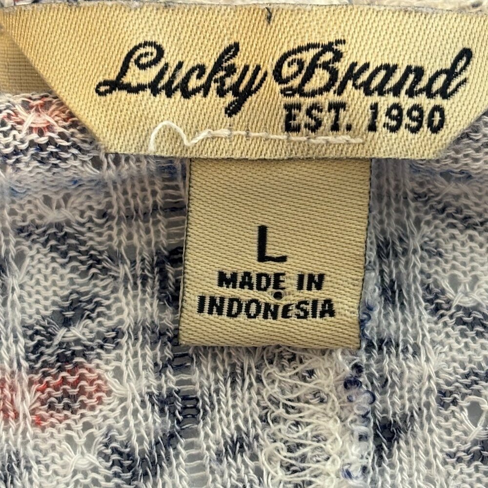 Lucky Brand Women's L Knit Top Floral Print High-Low Turtleneck‎ Split Back Boho - Picture 11 of 16